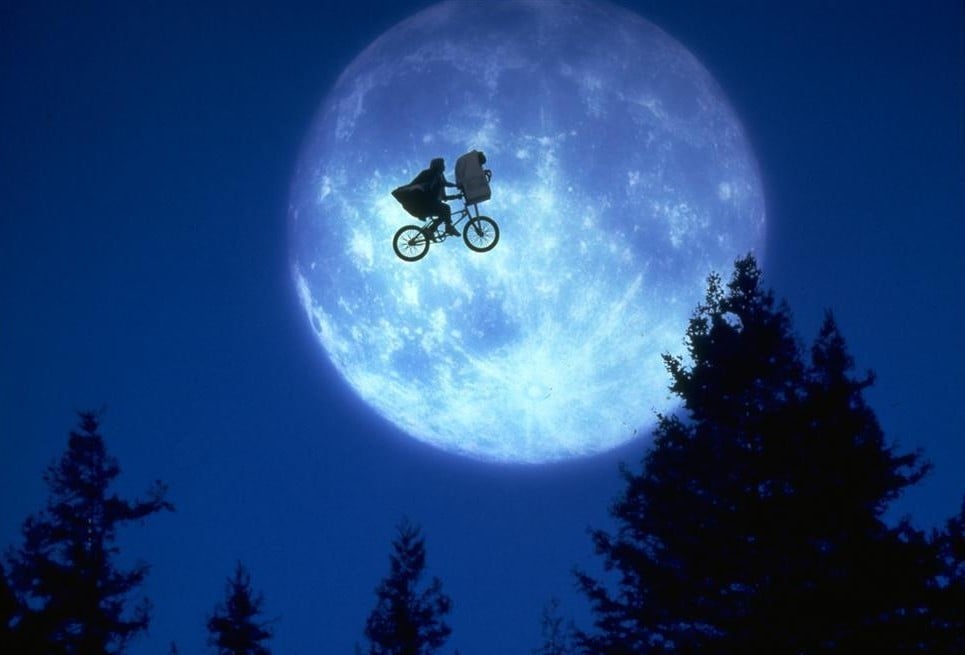 Iconic scene from the movie E.T. the Extra-Terrestrial